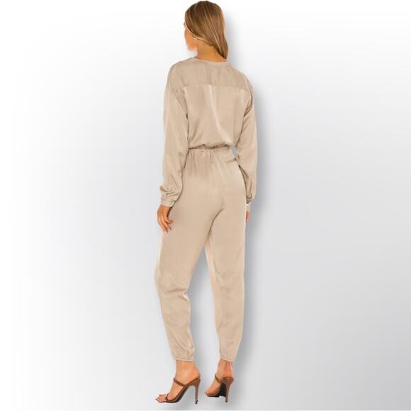 ATM New Micro Twill Jogger Jumpsuit In Willow Bark - Picture 2 of 6